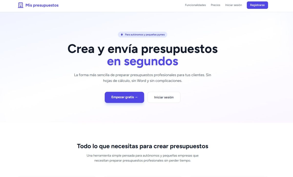 Programa para hacer presupuestos online