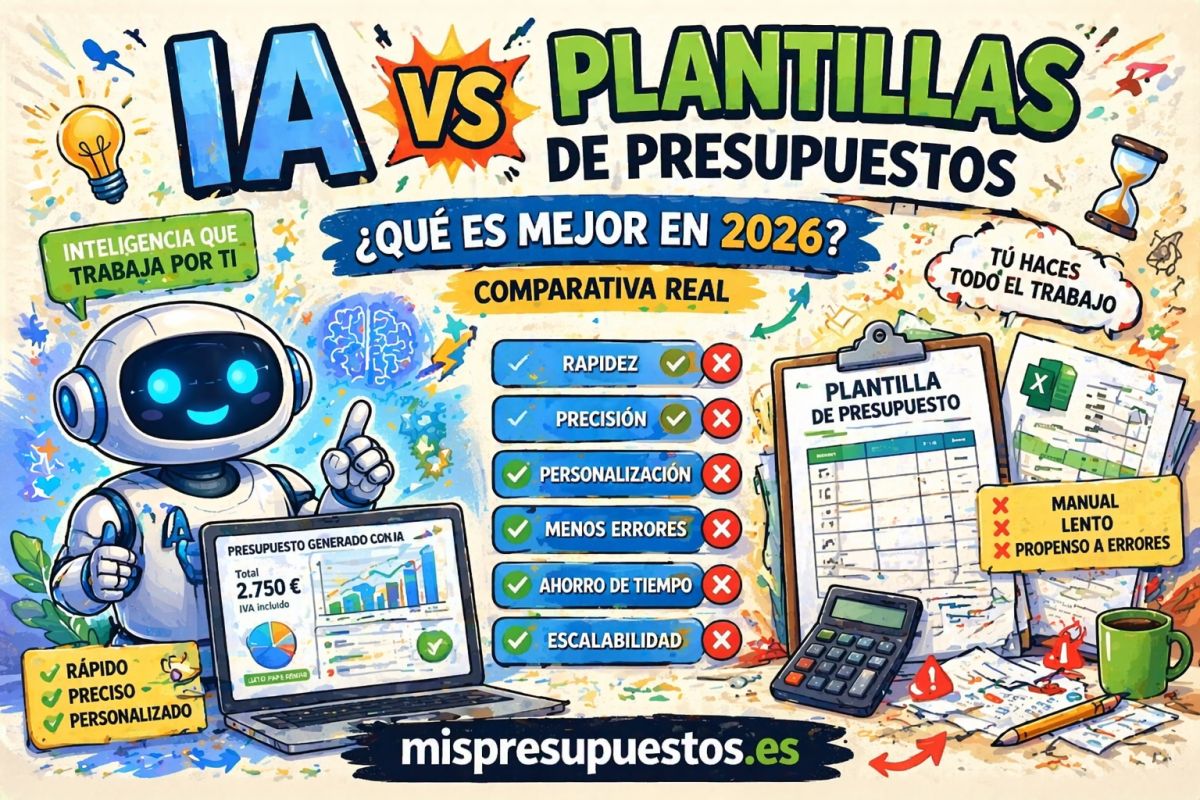 IA vs plantillas de presupuestos: qué es mejor en 2026 (comparativa real)